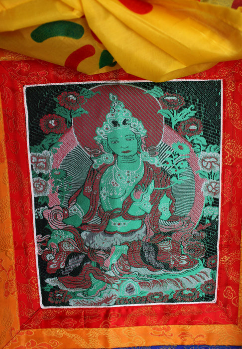 Tara Embroidered Silk Brocade Fabric Thangka