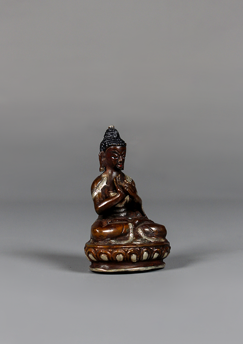 Copper Oxydized  Silver Plated  Vairochana Buddha Statue 3"