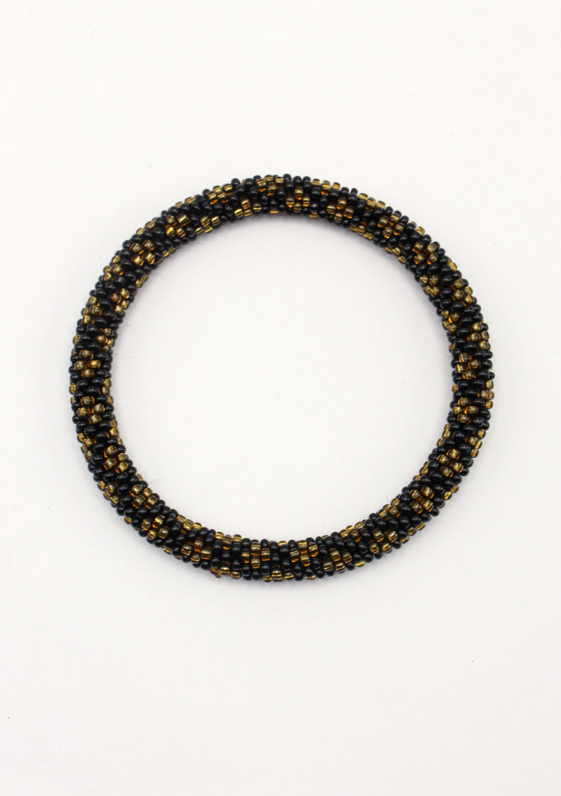 Classic Black  Gold Roll on Beads Bracelet