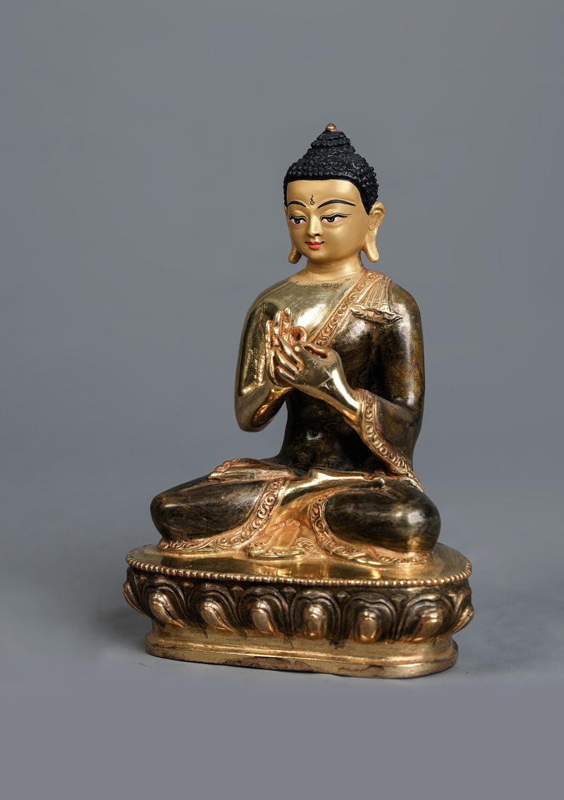 Handcrafted Partly Gold Plated Vairocana Buddha Statue 5.5" – Tibetan Buddhist Art
