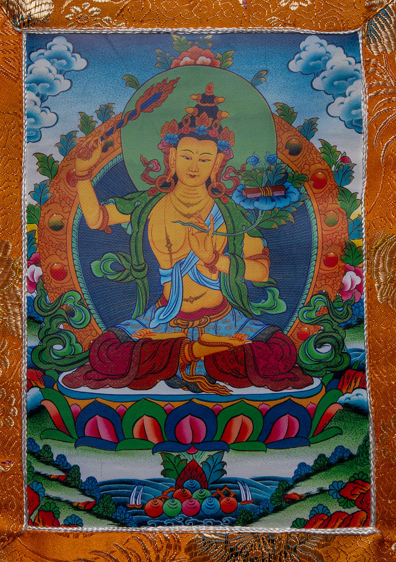 Buddhist Wall Hanging with Brocade Frame