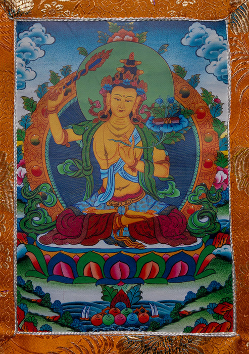 Buddhist Wall Hanging with Brocade Frame