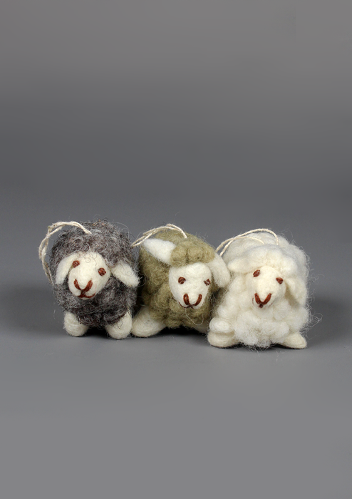 Handmade Felt Wool Sheep Hanging Ornament – Fair Trade Decor from Nepal