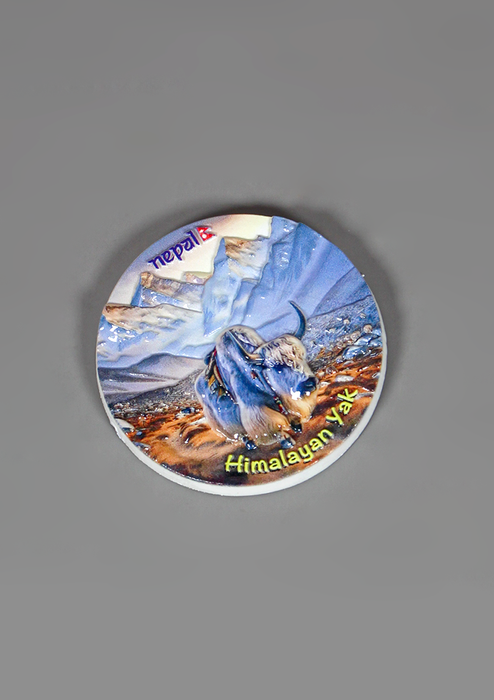 Himalayan Yak Round Embossed Fridge Magnet