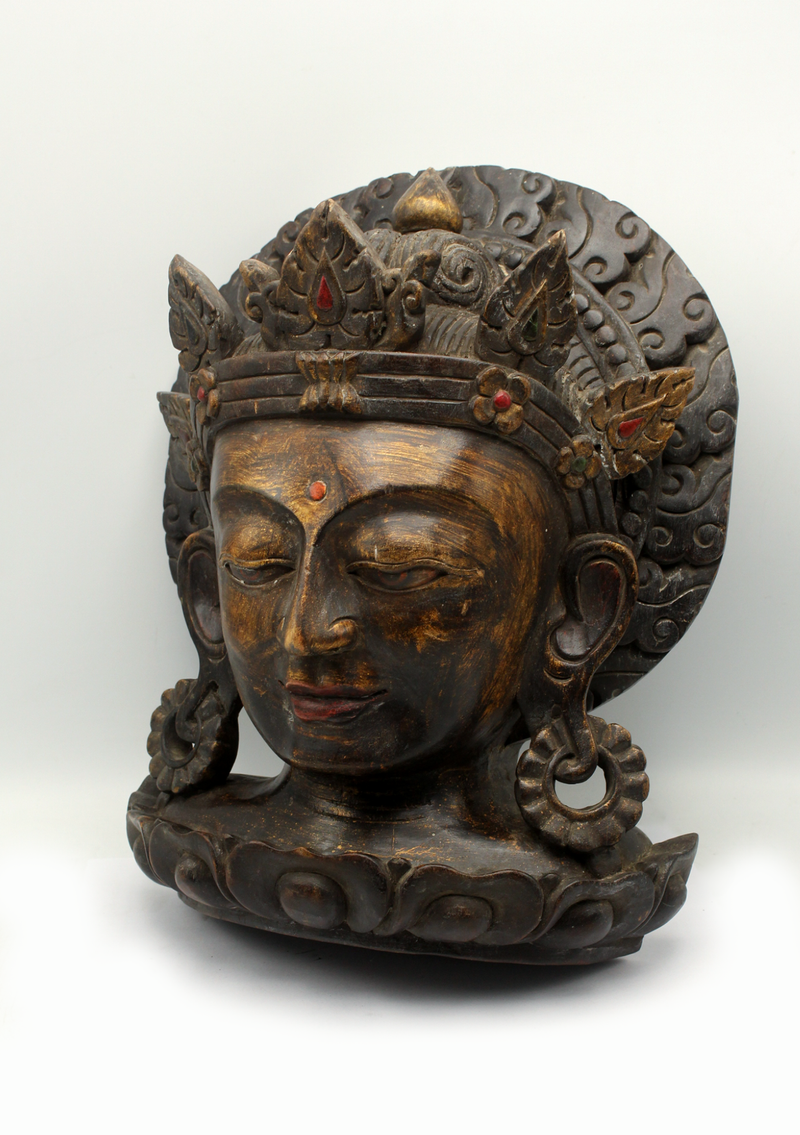 Handcarved Wooden Tara Wall Hanging Mask