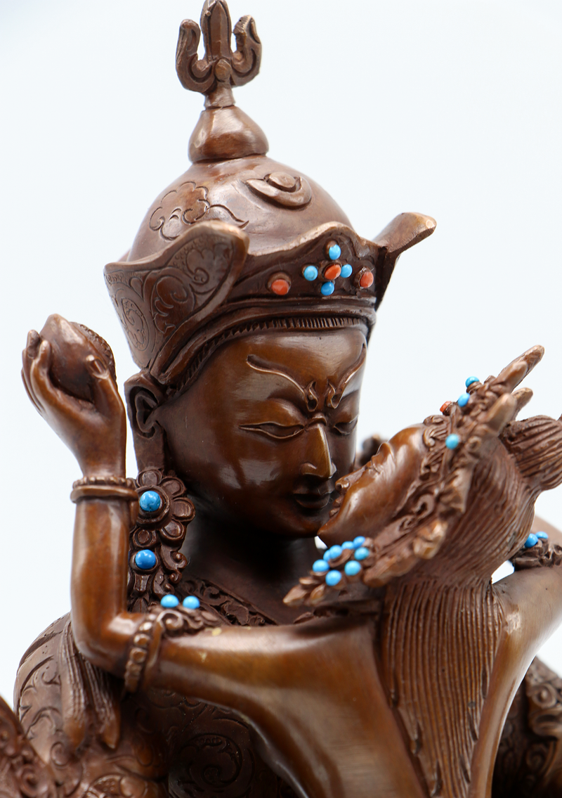 Copper Oxydized  Guru Shakti  Samantabhadra Statue 8.5"H