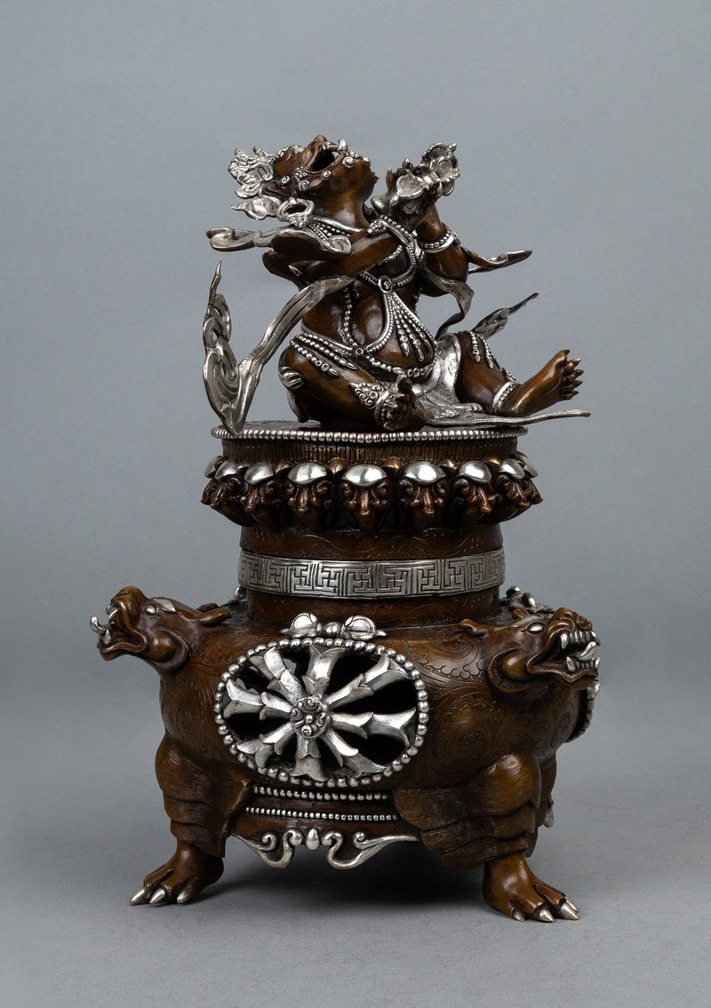 Silver  Plated Copper Vajradhaka Statue 12.5"H