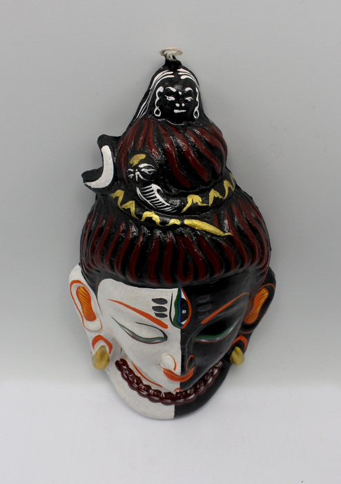 Hand Painted Paper Mache Three Eyed Shiva Wall Hanging Mask