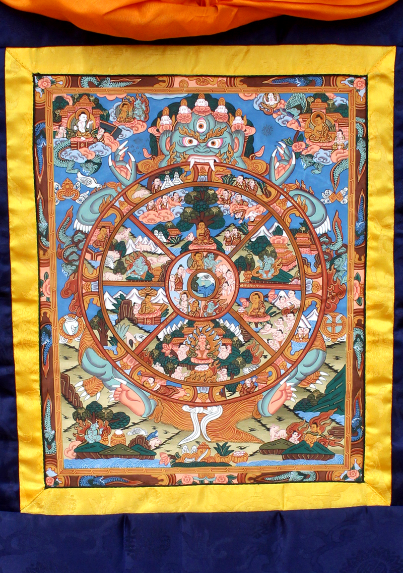 Wheel of Life Wall Hanging Banner with Brocade STOCK CLERANCE SALE