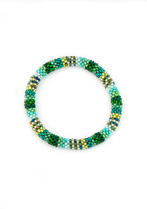 Emerald Teal Shine Nepalese Roll Bead Bracelet