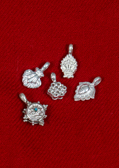 925 Sterling Silver Auspicious Symbol Prayer Mala Counter