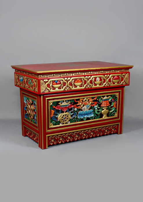 Traditional Handpainted Tibetan Folding Table from Nepal
