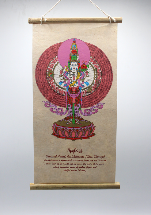 Thousand Armed Avalokiteshvara Printed Lokta PaperWall Hanging