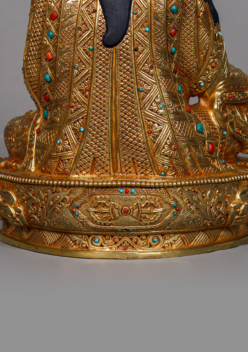 Fully Gold Plated Guru Rinpoche Statue 14" H