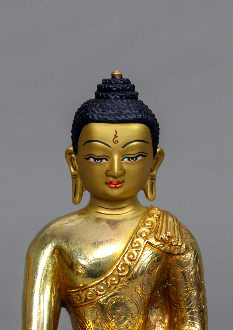 Fully Gold Plated Shakyamuni Buddha Statue 5.5" H