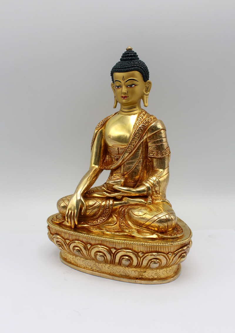 Shakyamuni Buddha Statue Gilted 24 K 8" H