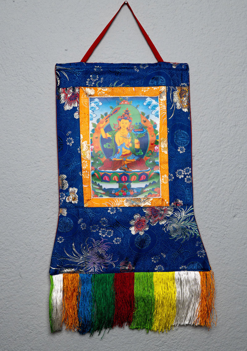 Buddhist Wall Hanging with Brocade Frame