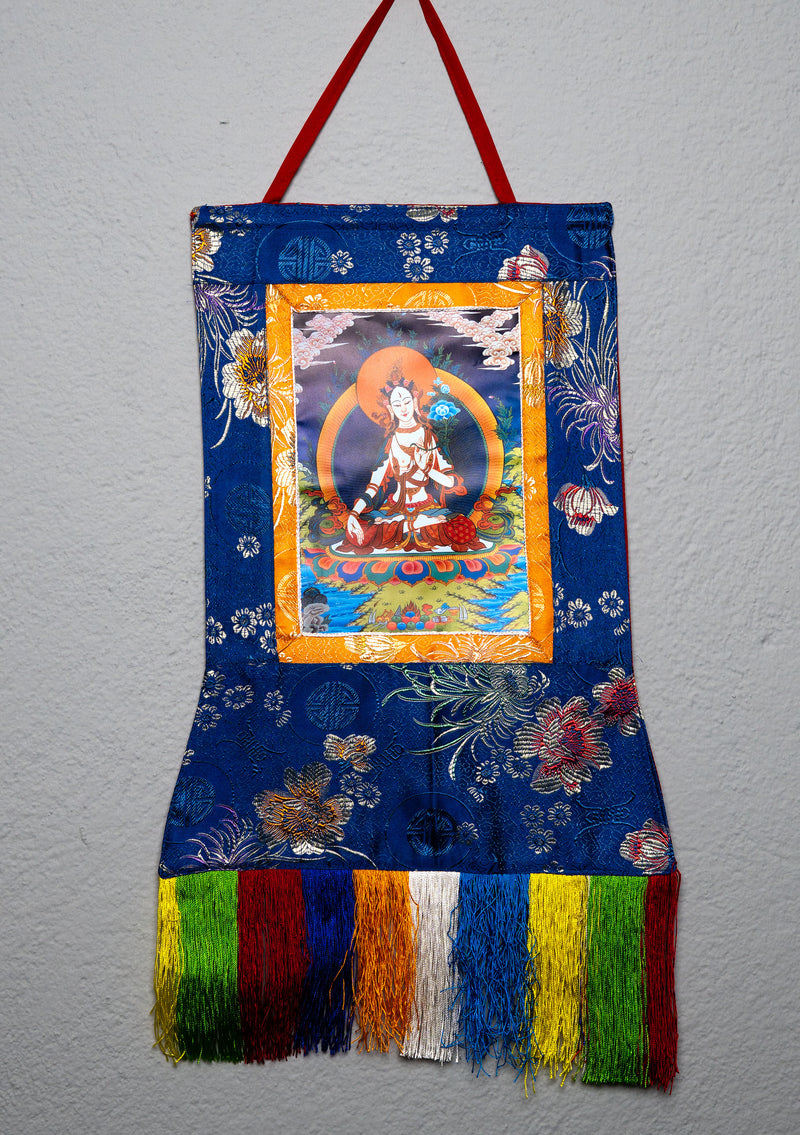 Brocade Framed Buddhist Deity Wall Hanging