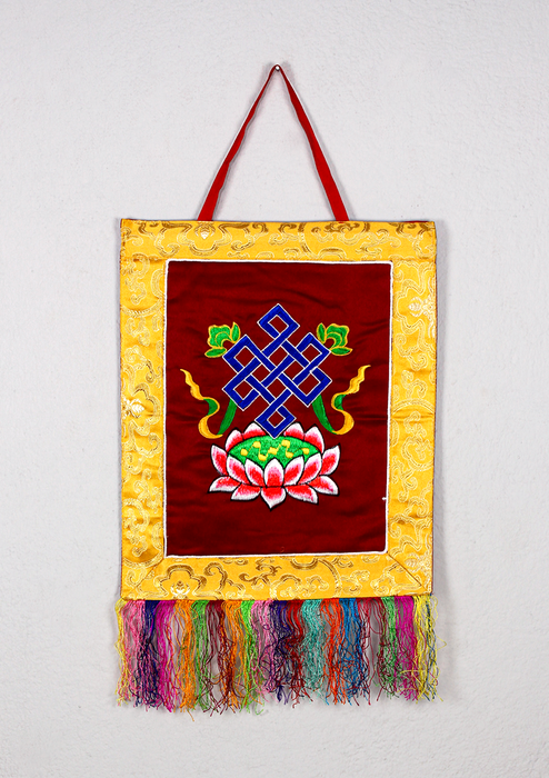 Buddhist Auspicious Symbols Brocade Wall Hanging