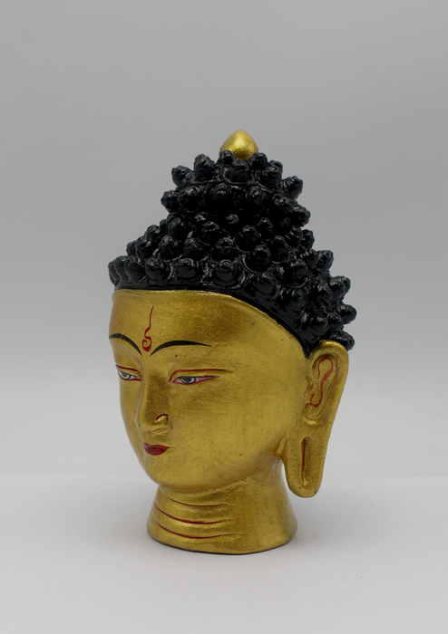 Hand-Painted Terracotta Buddha Head Small