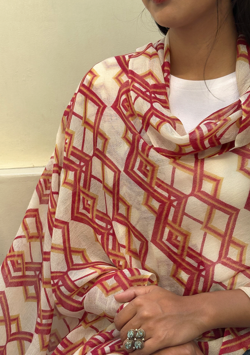 Light weight Ikat Pattern Cashmere Shawl