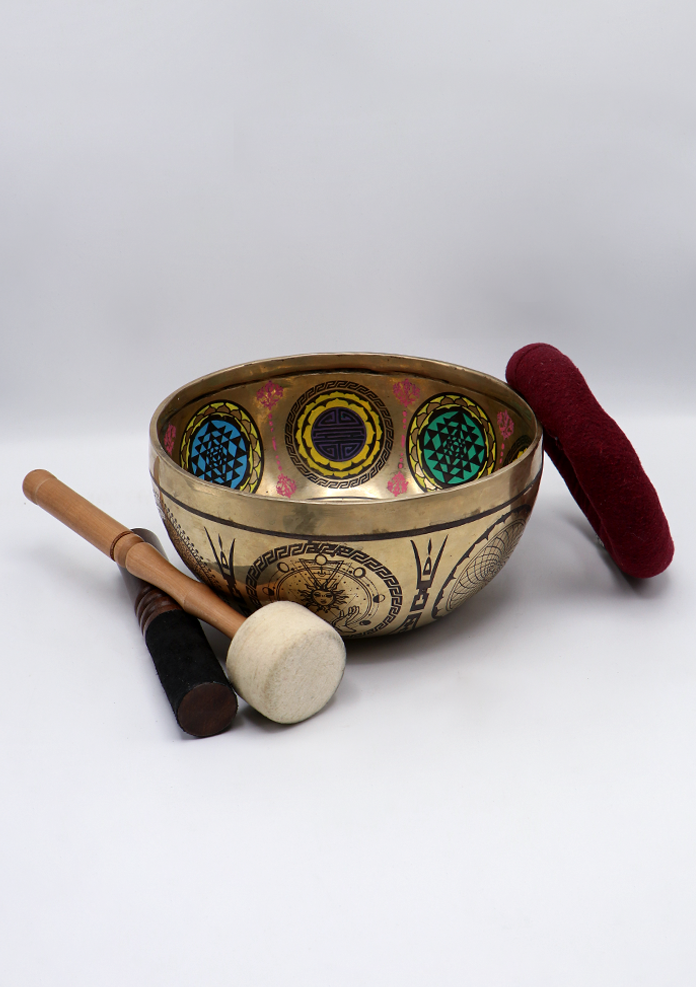 Mandala Painted Tibetan Singing Bowl 8.25"