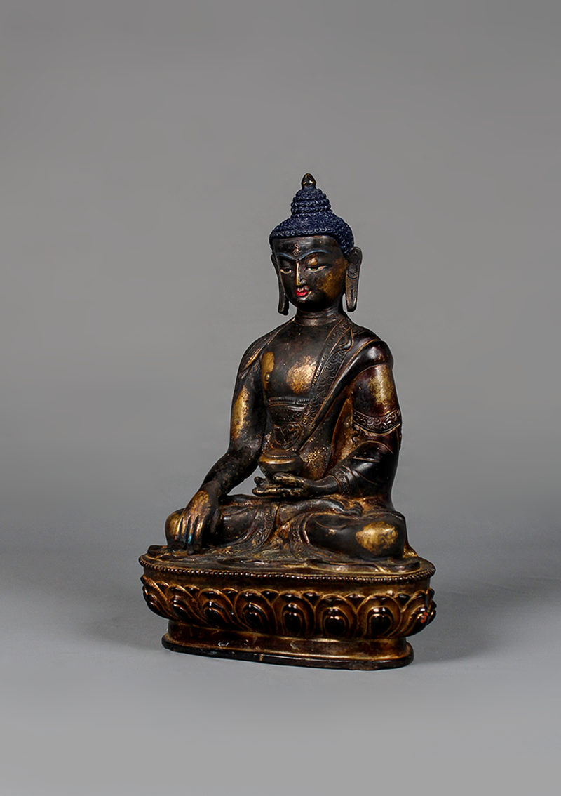 Antique Style Gilted Shakyamuni Buddha Statue 8"