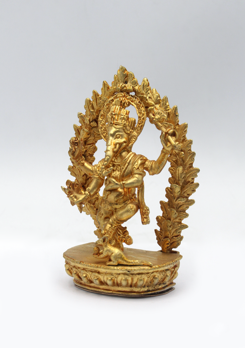Gold Plated Ganesha Statue 4"H