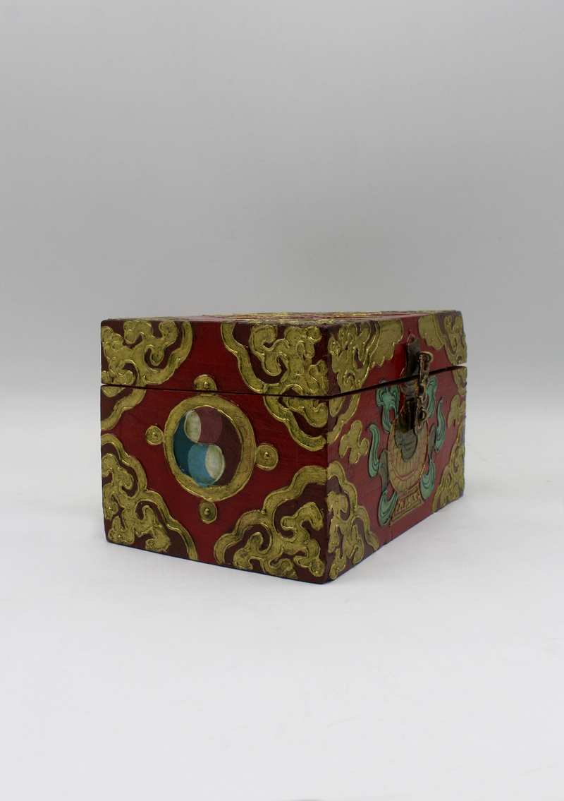 Handpainted Tibetan Wooden Boxes with Endless Knot - Medium