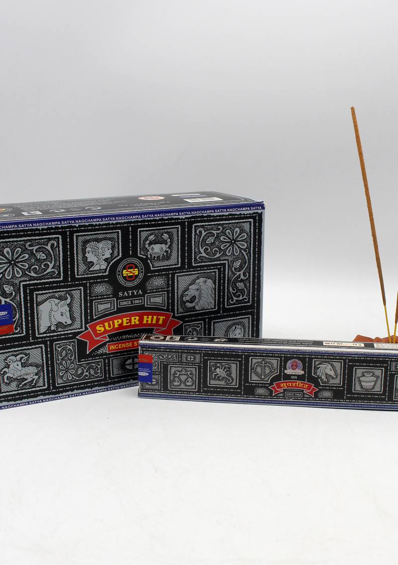 Satya Super Hit Incense Sticks, Set of 12 Packs, Each 15 g