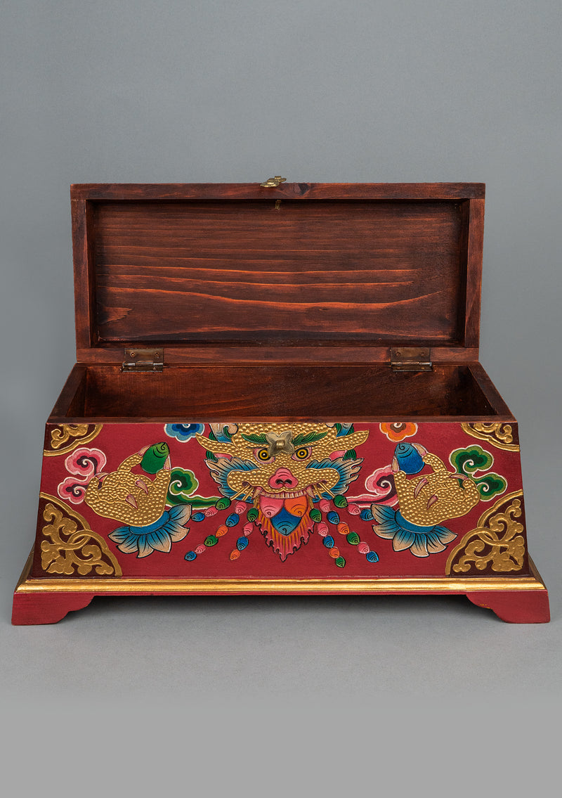 Handpainted Tibetan Cheppu Wooden Altar Box