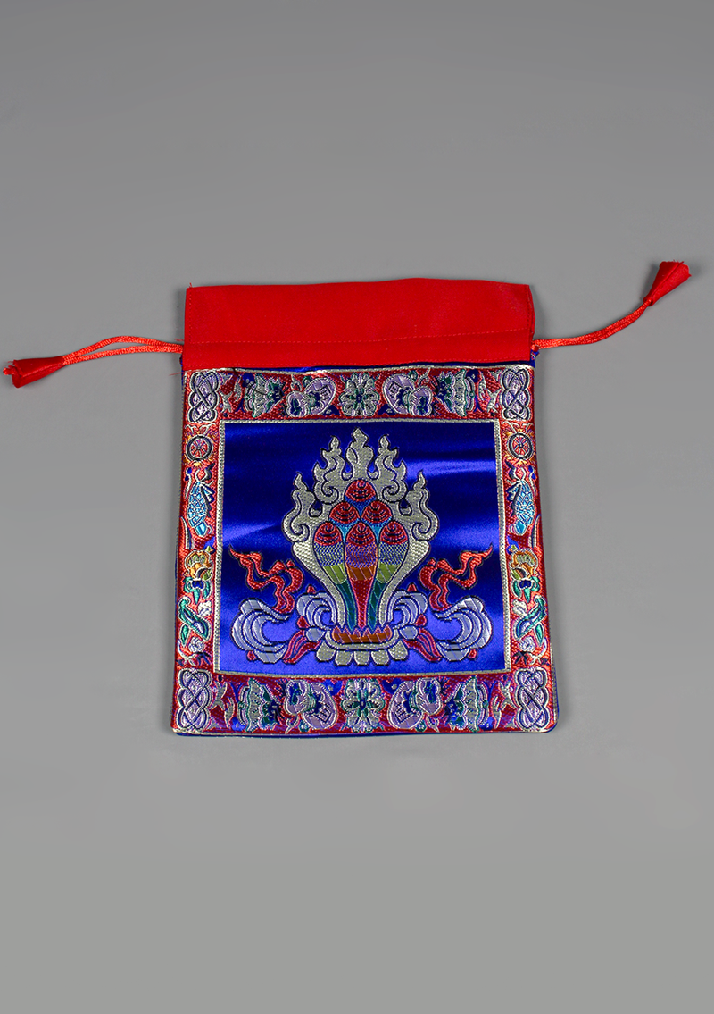 Wish Fulfilling Jewel Silk Brocade Drawstring Mala Bag