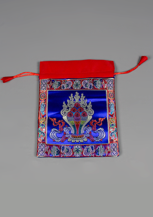Wish Fulfilling Jewel Silk Brocade Drawstring Mala Bag