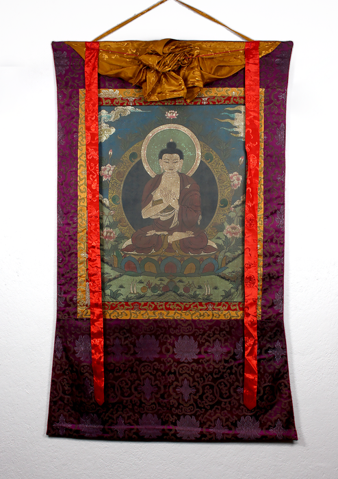 Antique Vairocana Brocade Thangka Painting