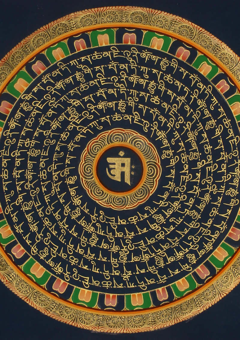6 Line Mantras Om Painted Thangka Painting