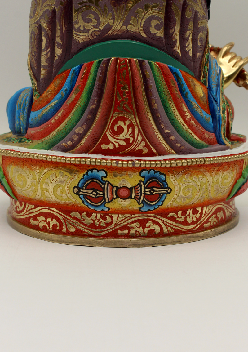 24 K Gold Hand-Painted Guru Padmasambhava RAJUMU NI SAKYA Statue 9"H