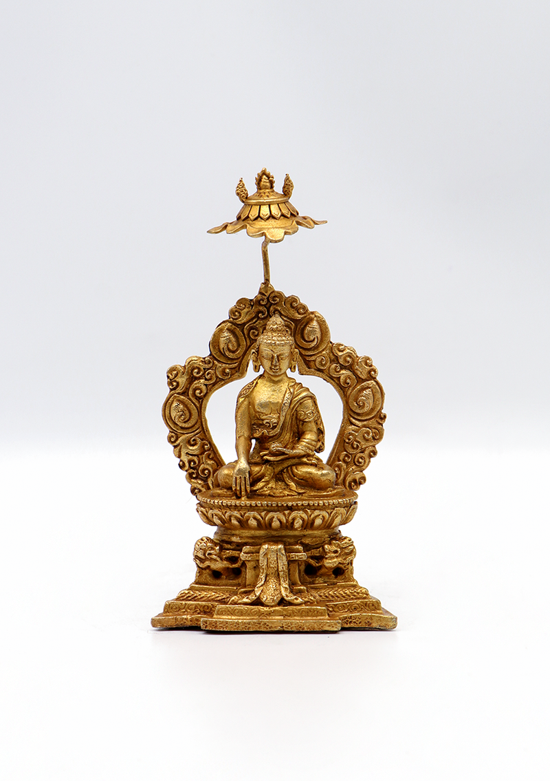 Copper Gold Electroplated Shakyamuni Buddha Statue 4"H