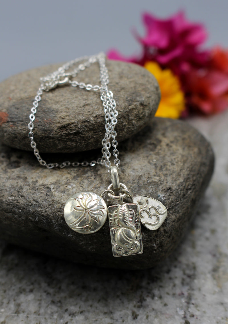 Lotus Ganesha Om Charm Pendant