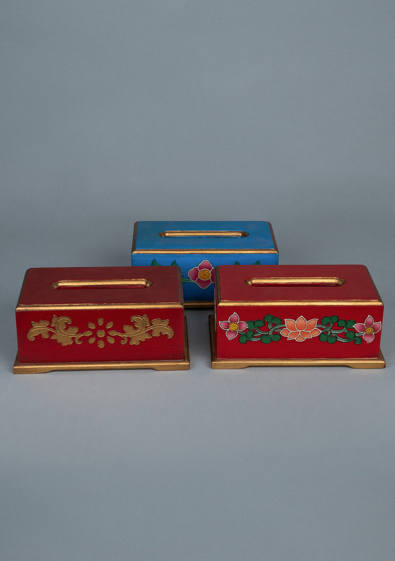Handpainted Floral Wooden Tissue Box