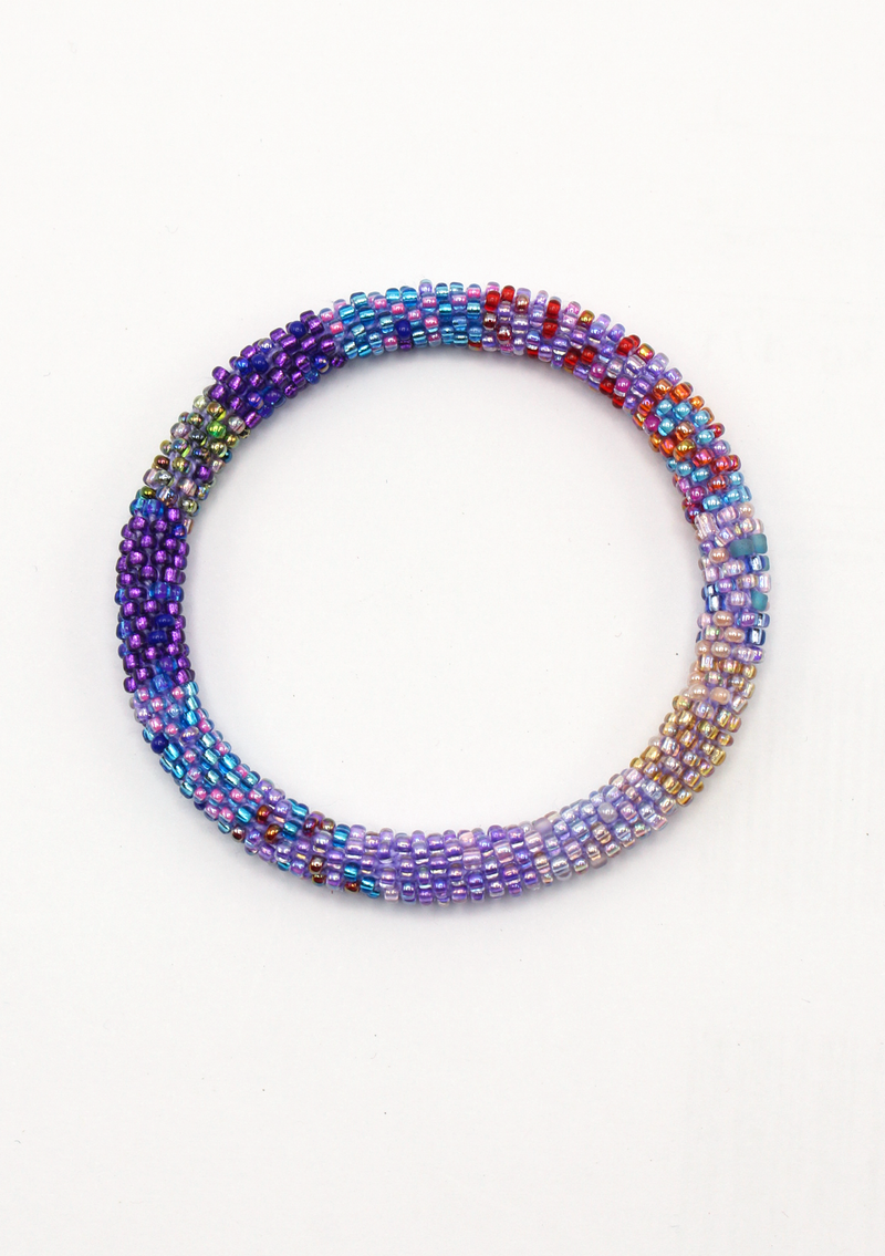 Purple Roll on Beads Bracelet Set