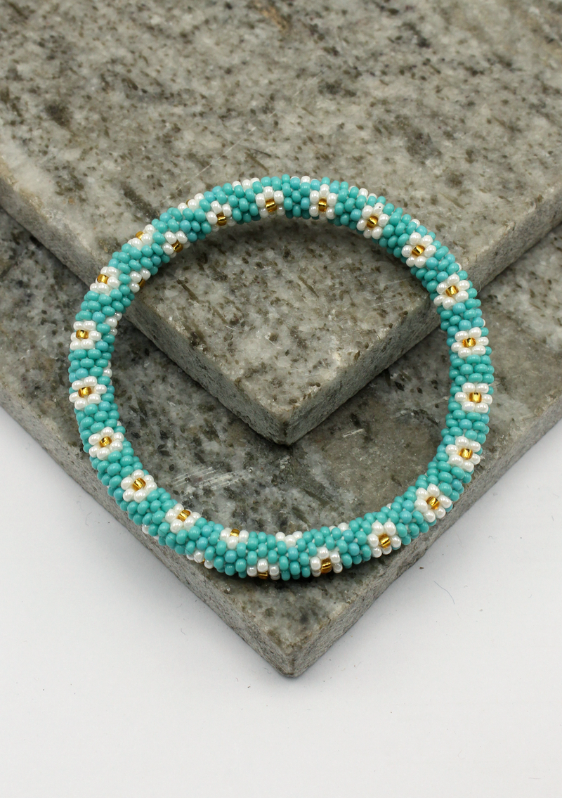 Ocean Blue  Reef Roll on Beads Bracelet