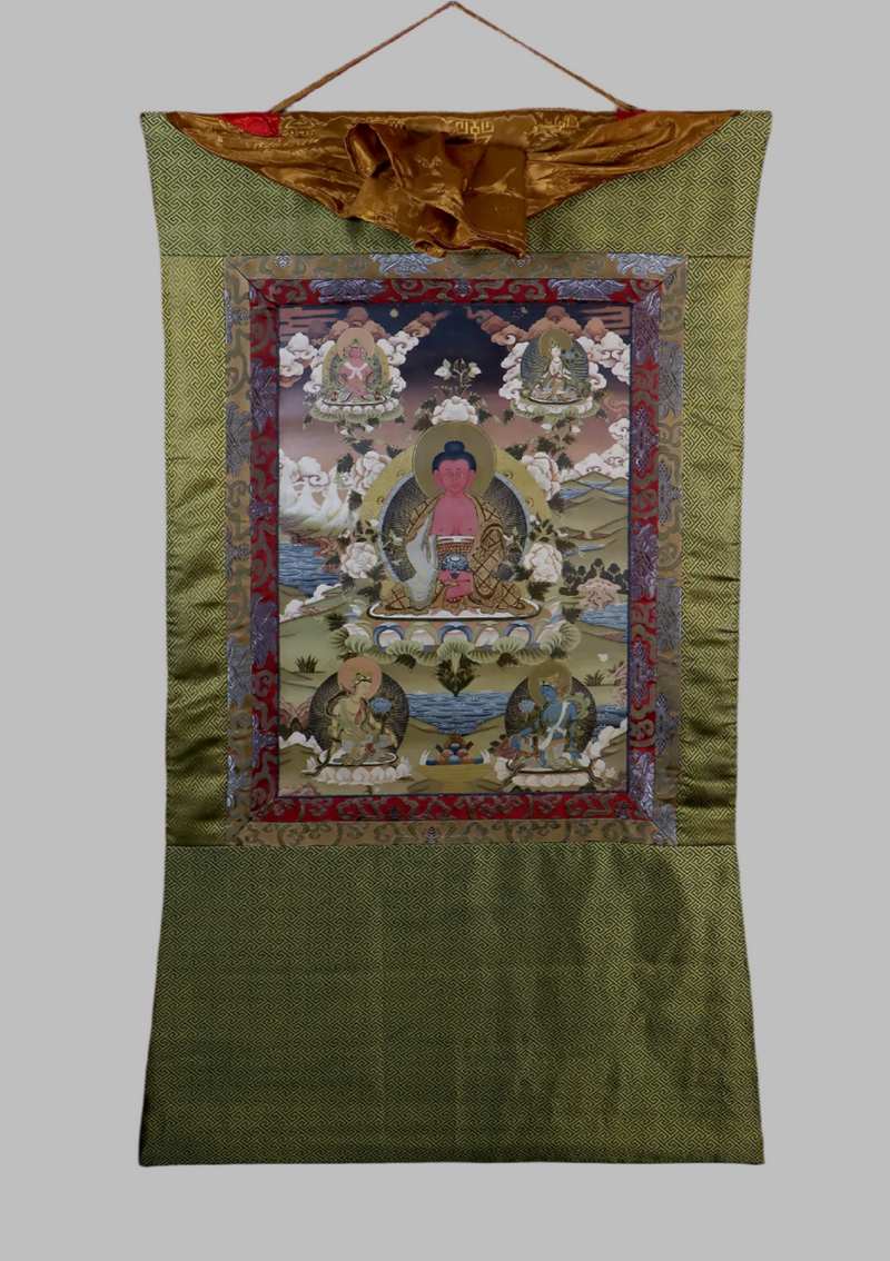 Amitabha Buddha Brocade Thangka Painting