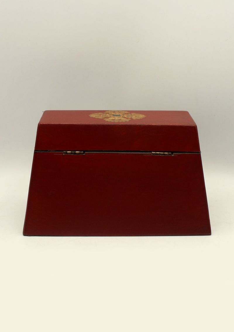 Handpainted Tibetan Double Dorjee Red Jewelry Box with Dragon