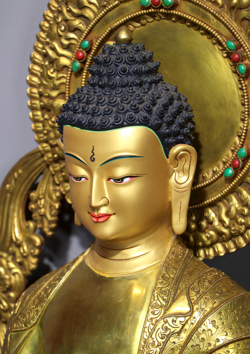 Mastercrafted  24 K Gold Gilded  Amitabha Buddha Statue 25.5"H