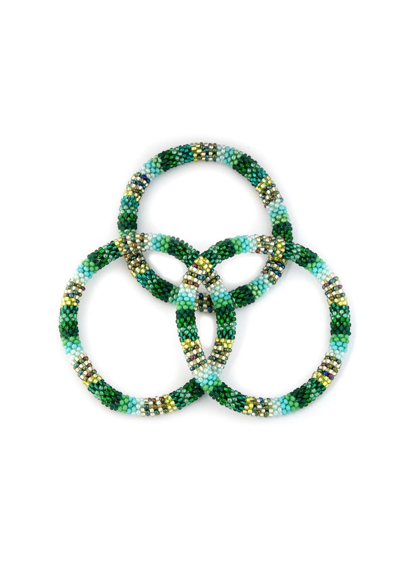 Emerald Teal Shine Nepalese Roll Bead Bracelet