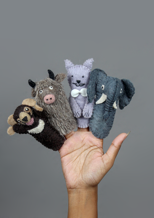 Wild Himalayan Yak  Finger Puppet – Felt Wool Toy for Kids