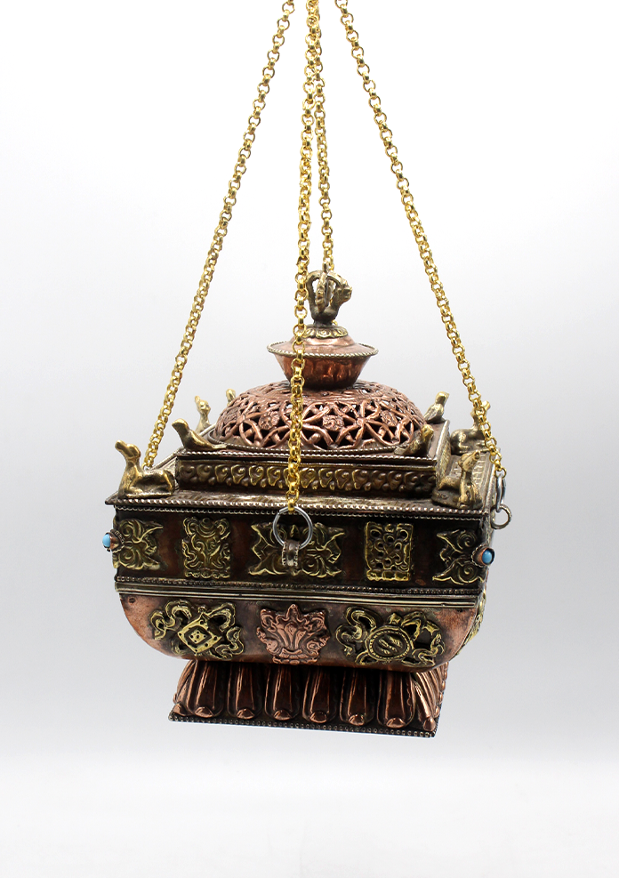 Eight Auspicious Copper Hanging Incense Burner