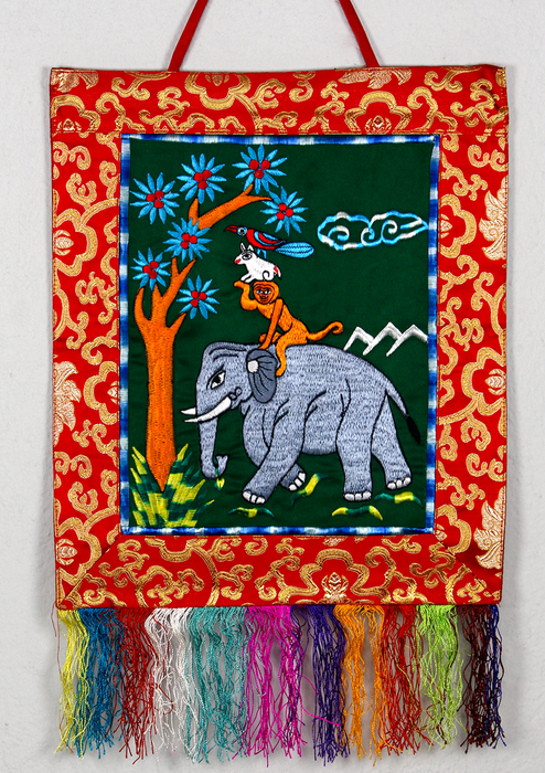 Four Harmonious Friends Brocade Wall Hanging