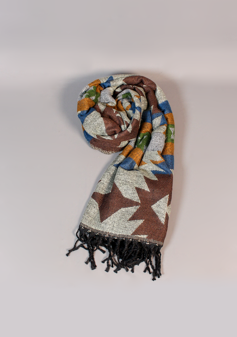 Handloomed Himalayan Geometric Motif Pattern Shawl