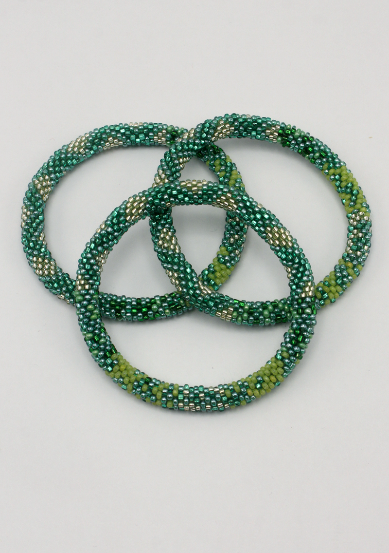 Green Roll on Beads Bracelet